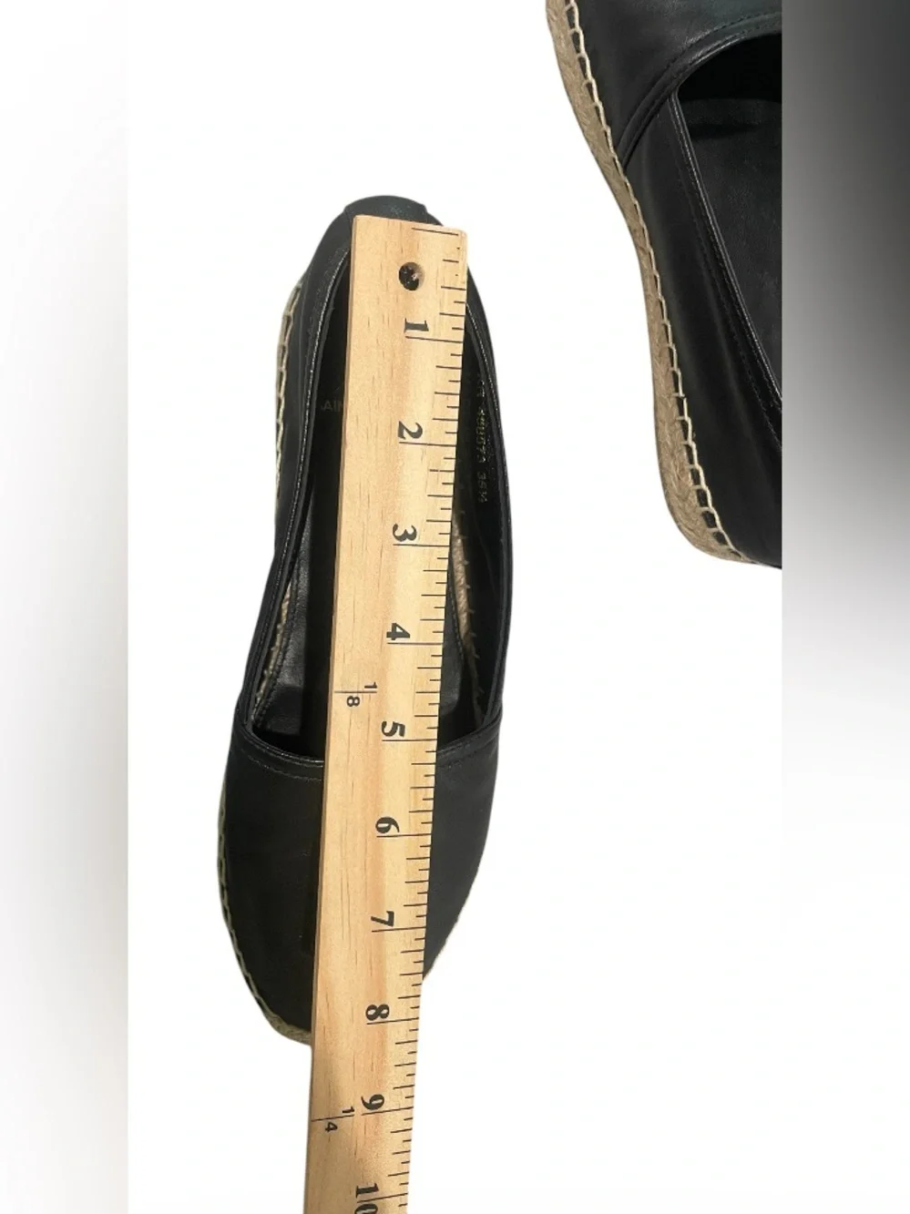Saint Laurent Paris YSL Logo Black Leather Espadrille Flats 36.5